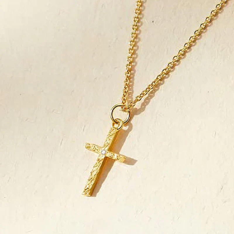 Initial and Cross Necklace Set | Gold