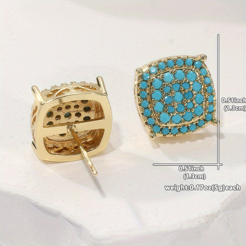 Delia — Synthetic Turquoise Square Stud Earrings
