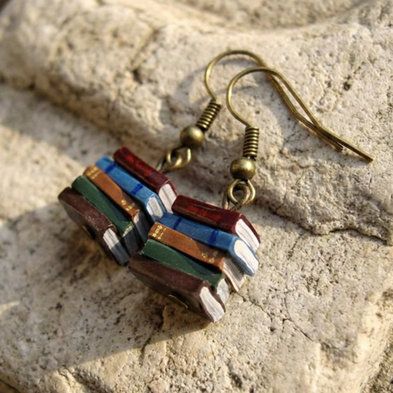 Stacked Book Earrings