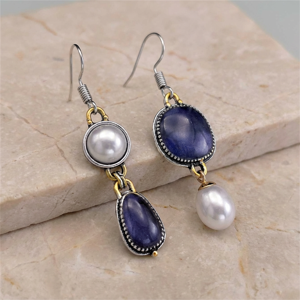 Vintage Natural Blue Stone Earrings