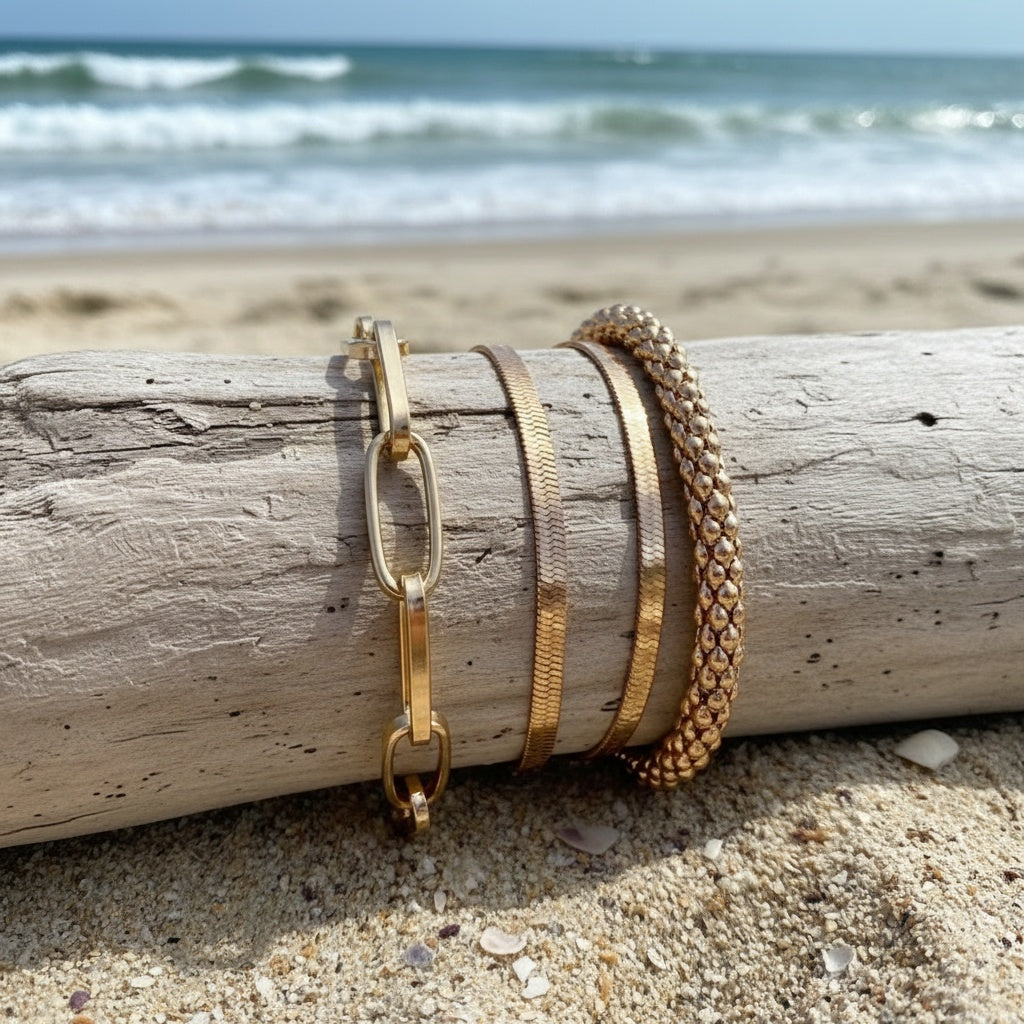 Holly — Layered Snake Chain Bracelet Set