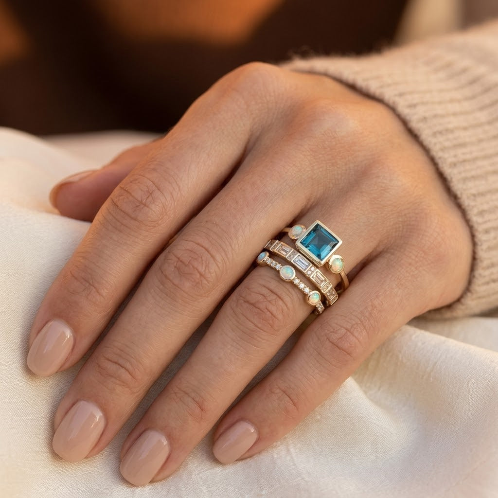 Josephine — Geometric Gold Stacking Ring Set