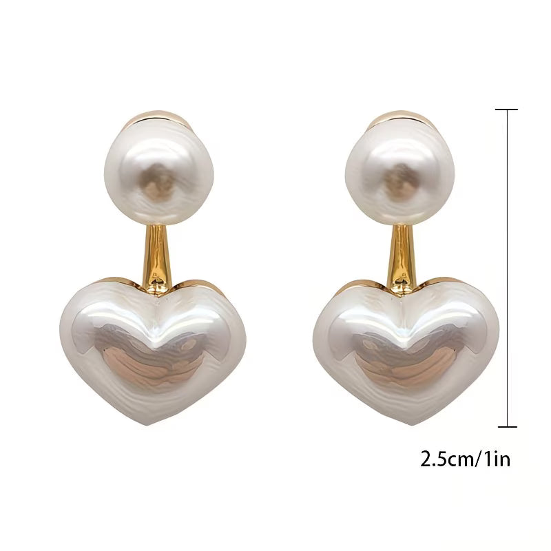 Delphine — Double Pearl Heart Earrings