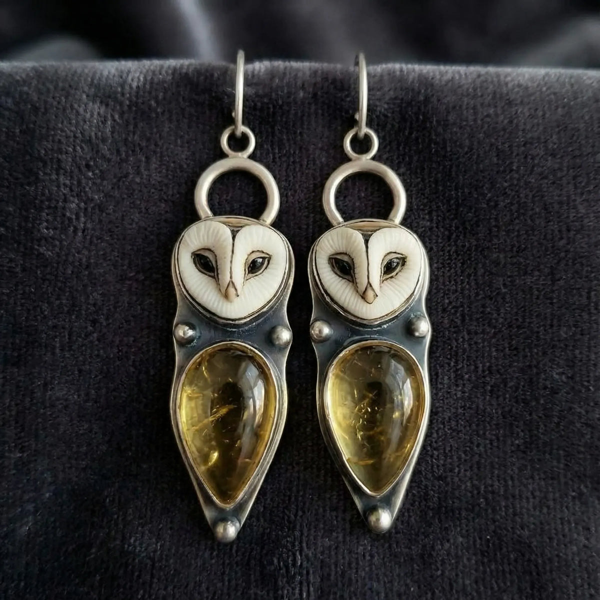 Moonlight Stone Owl Earrings