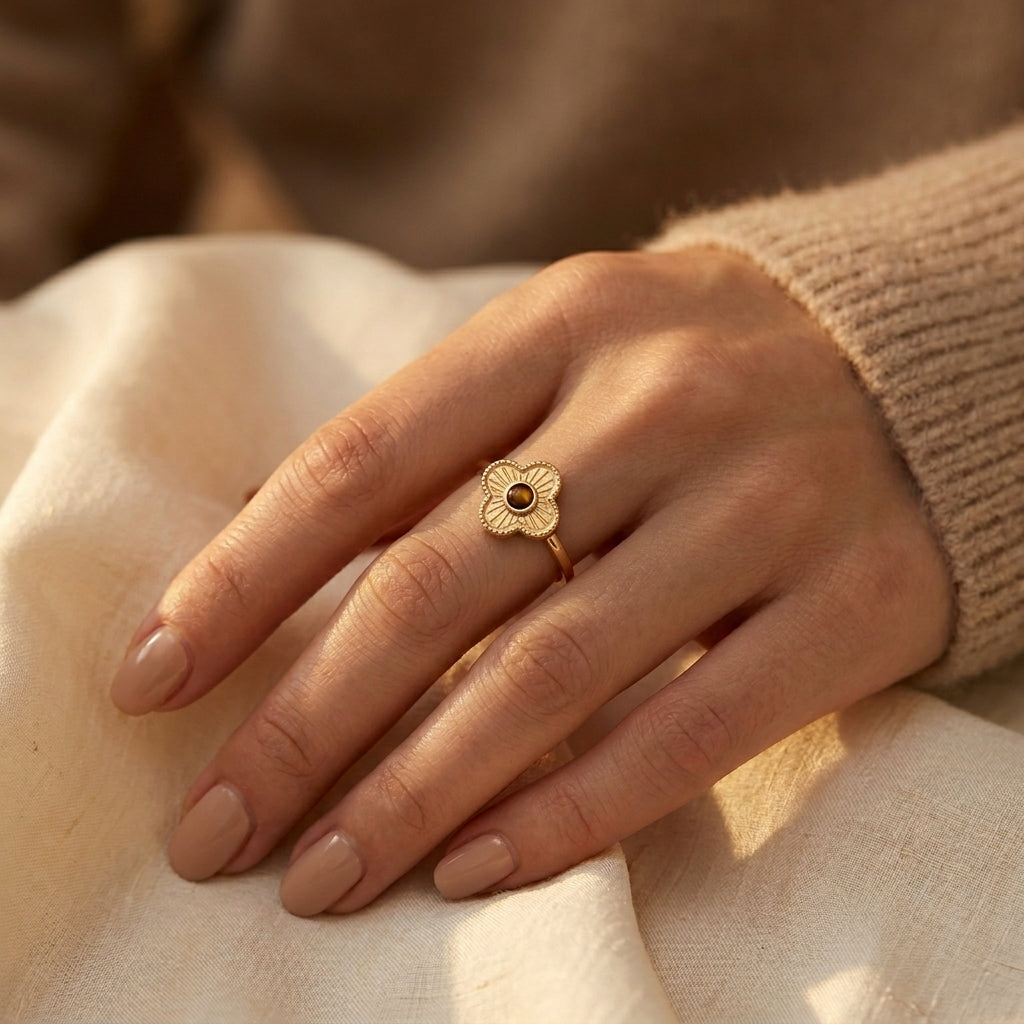 Adrienne — Gold Floral Open Ring