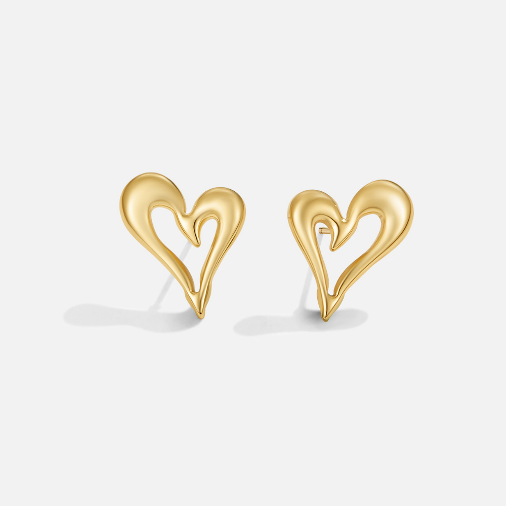 Aisti — Gold Open Heart Stud Earrings