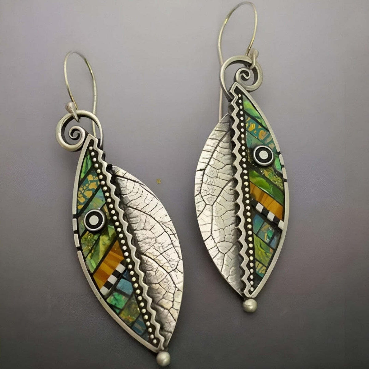 Esme — Bohemian Mozaic Leaf Earrings