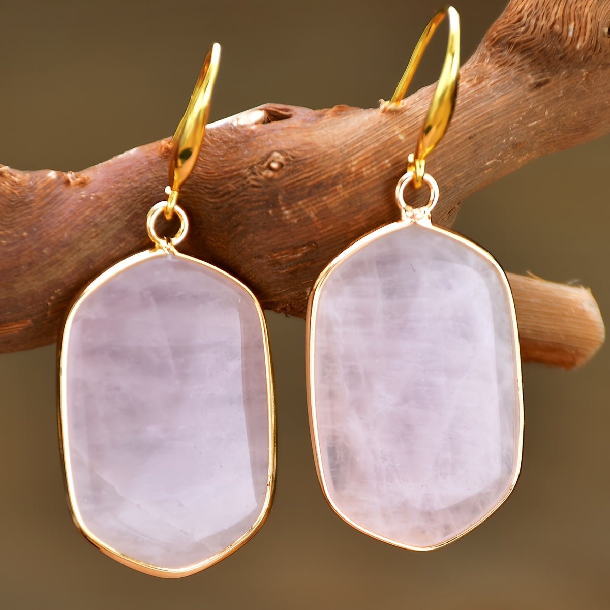 Priya — Minimalist Rose Quartz Pendant Earrings