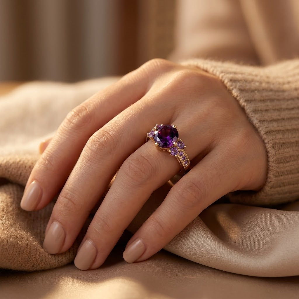 Edwige — Gold Amethyst Accent Ring