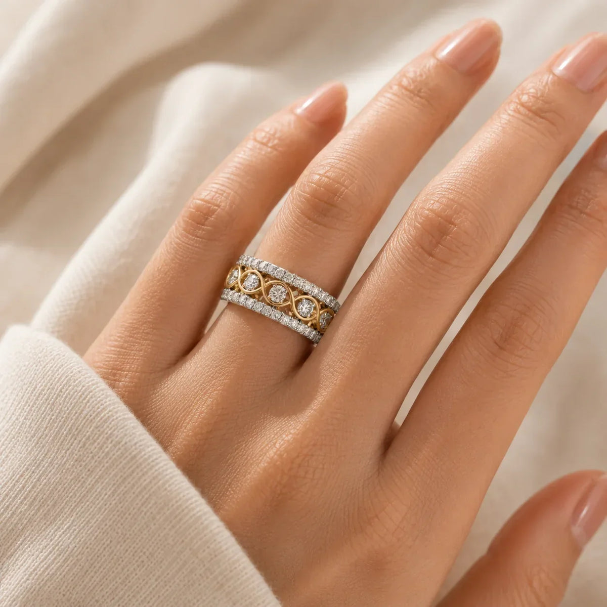 Keziah — White Gold Double Row Zirconia Ring