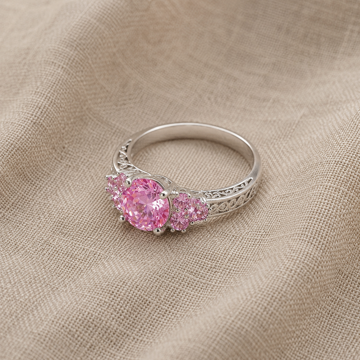 Netta — Shiny Pink Zirconia Ring