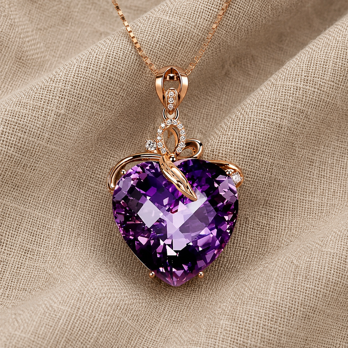 Aada — Heart Amethyst Pendant Necklace