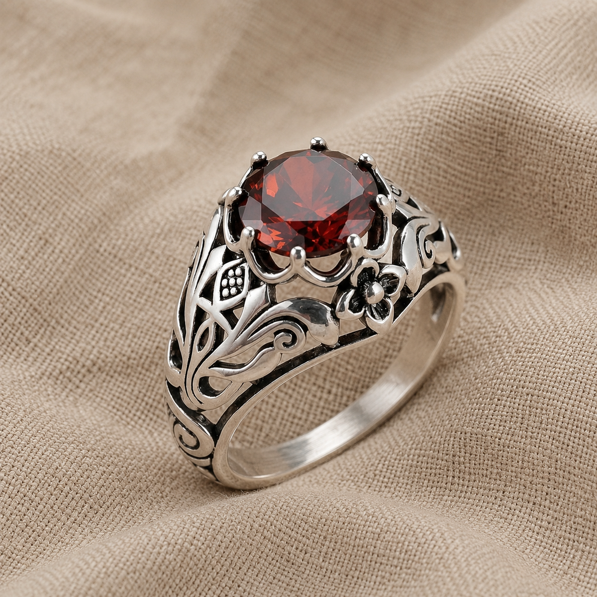 Kerttu — Red Zirconia Ring
