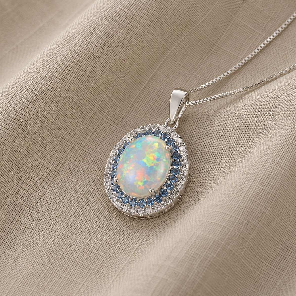Heidi — Boho Egg-Shaped Aquamarine Pendant Necklace