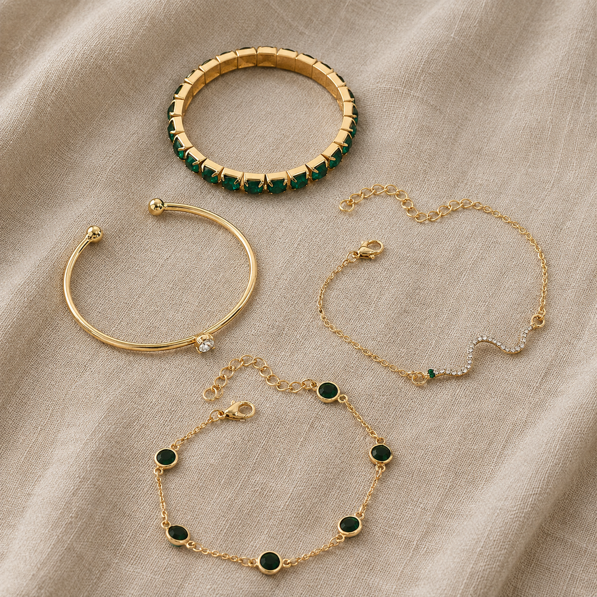 Lumi — Green Stone Bracelet Set