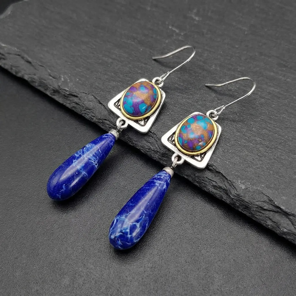 Lapis lazuli swinging earrings