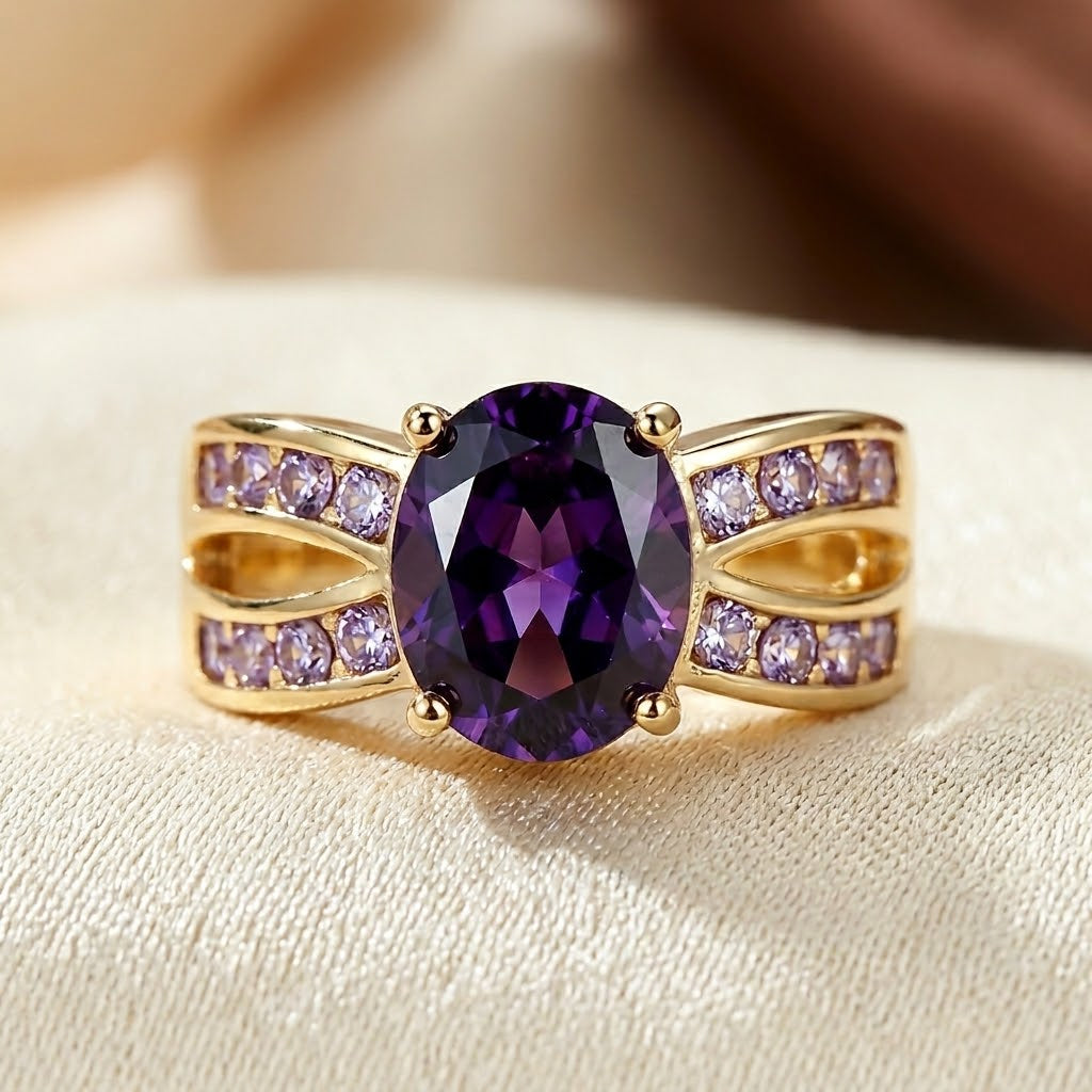 Geraldine — Gold Amethyst Split Band Ring