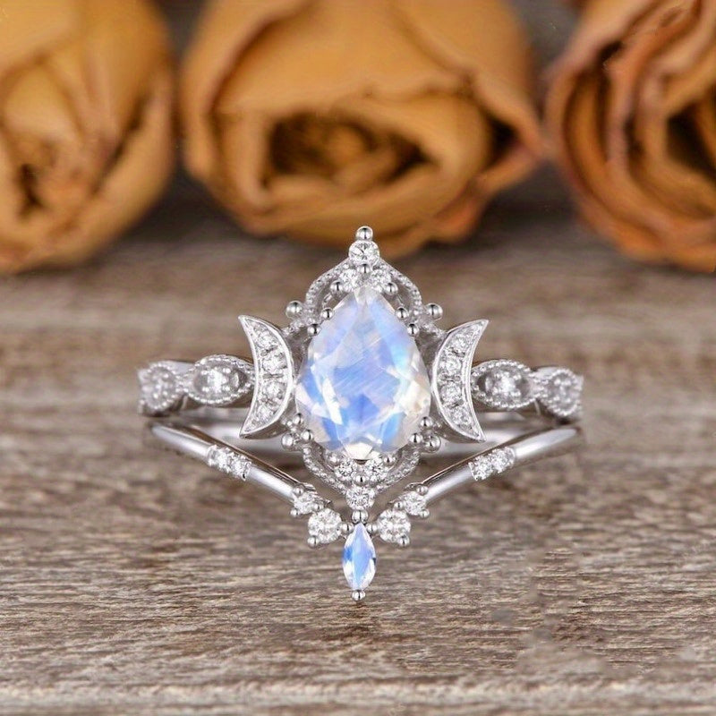 Tilly — Unique Moonstone Engagement Ring Set