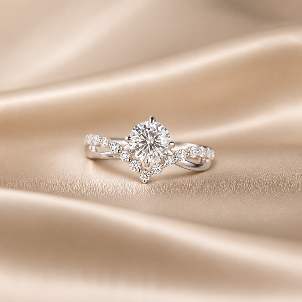 Aster — Aurora Vine White Gold Zirconia Ring