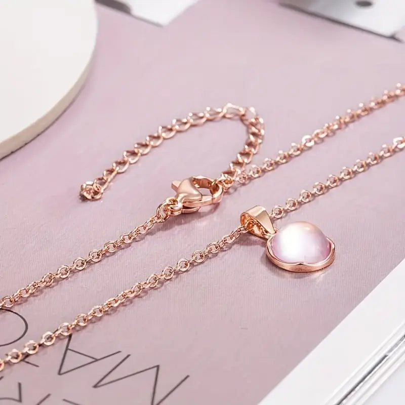 Linnea — Pink Round Stone Pendant Necklace