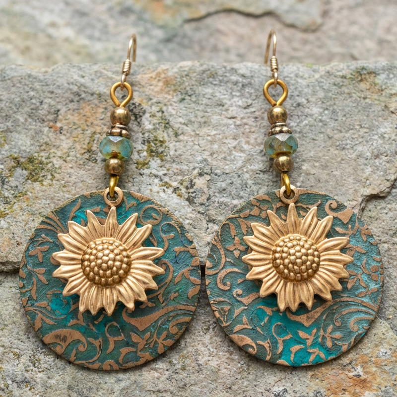 Vintage Brown Daisy Earrings