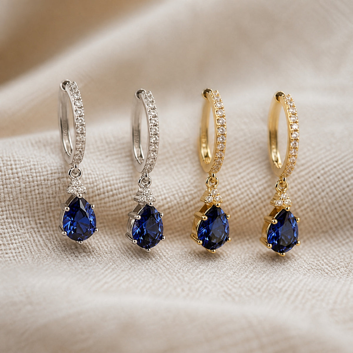 Calista — Sapphire Stone Gold Hoops