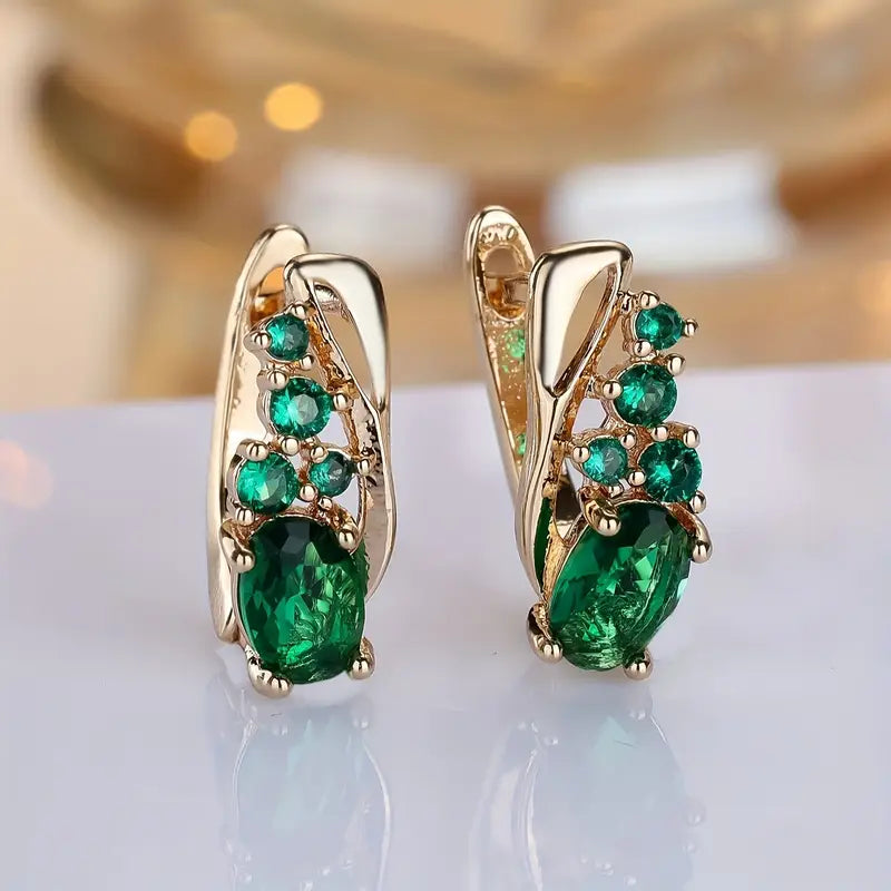 Capucine — Gold Emerald Drop Earrings