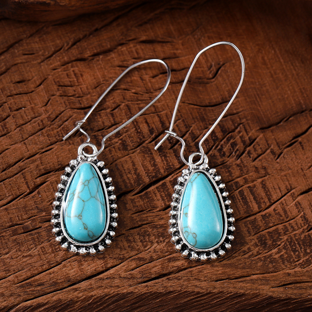 Isla — Turquoise Silver Teardrop Earrings