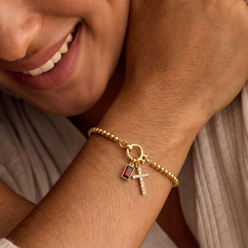 Arianna — Birthstone Cross Bracelet