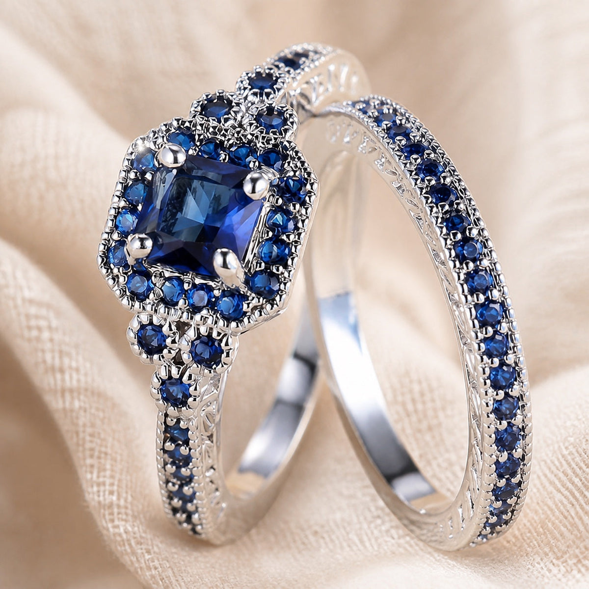 Daisy — Vionetta Sapphire Mosaic Ring Set