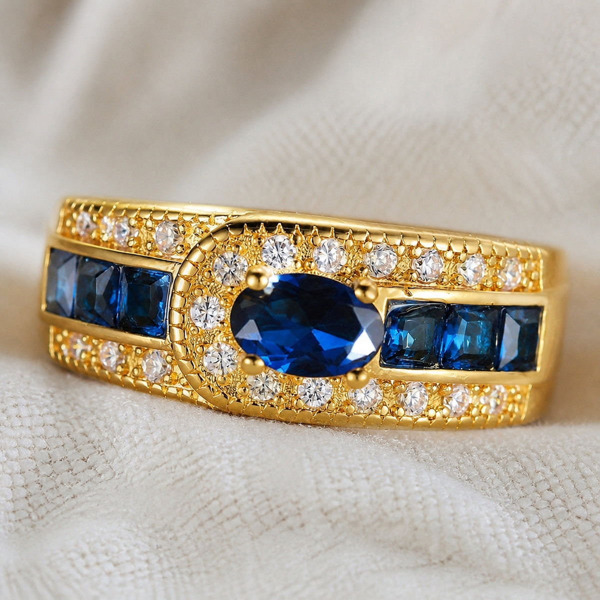 Edie — Royal Golden Signet Sapphire Ring