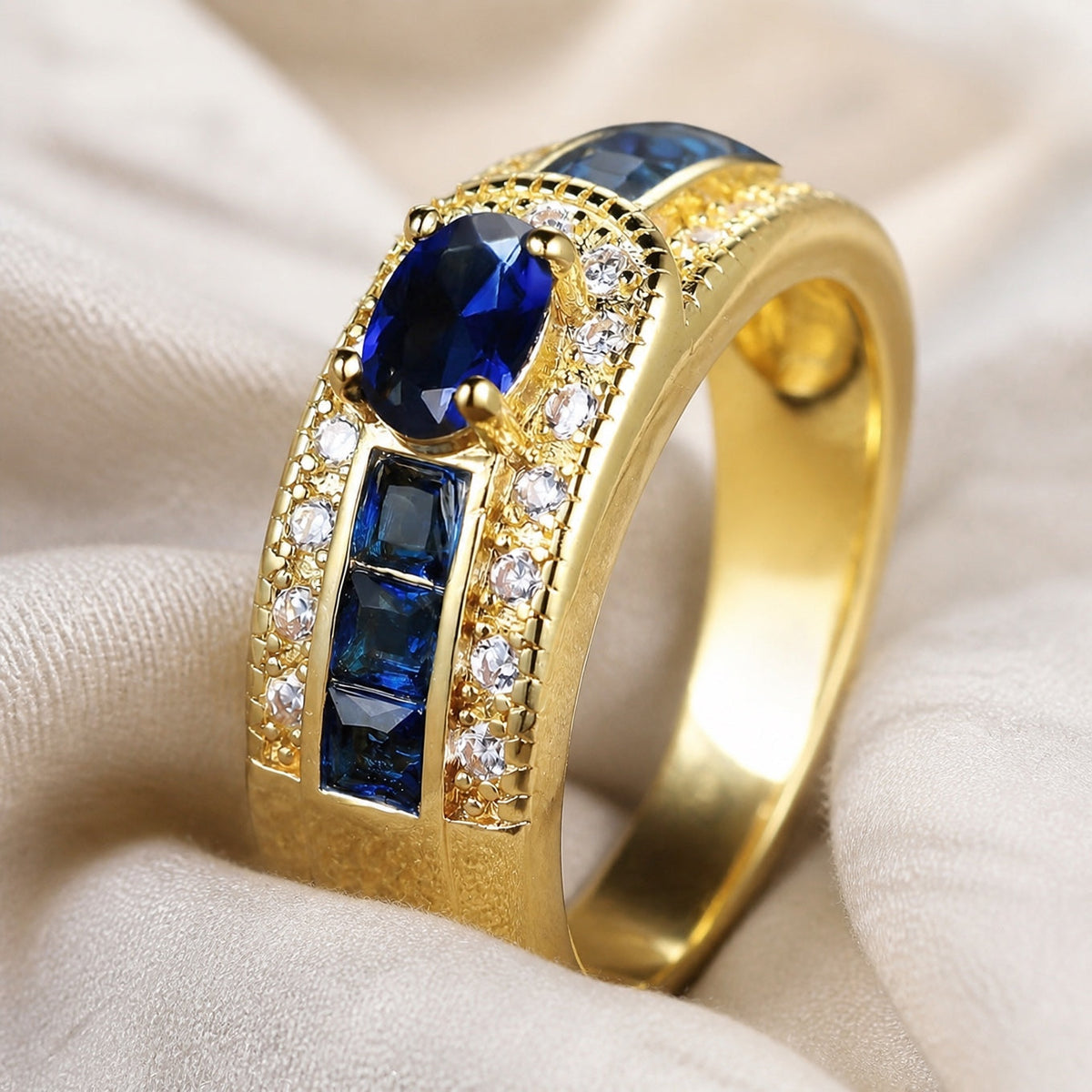 Edie — Royal Golden Signet Sapphire Ring