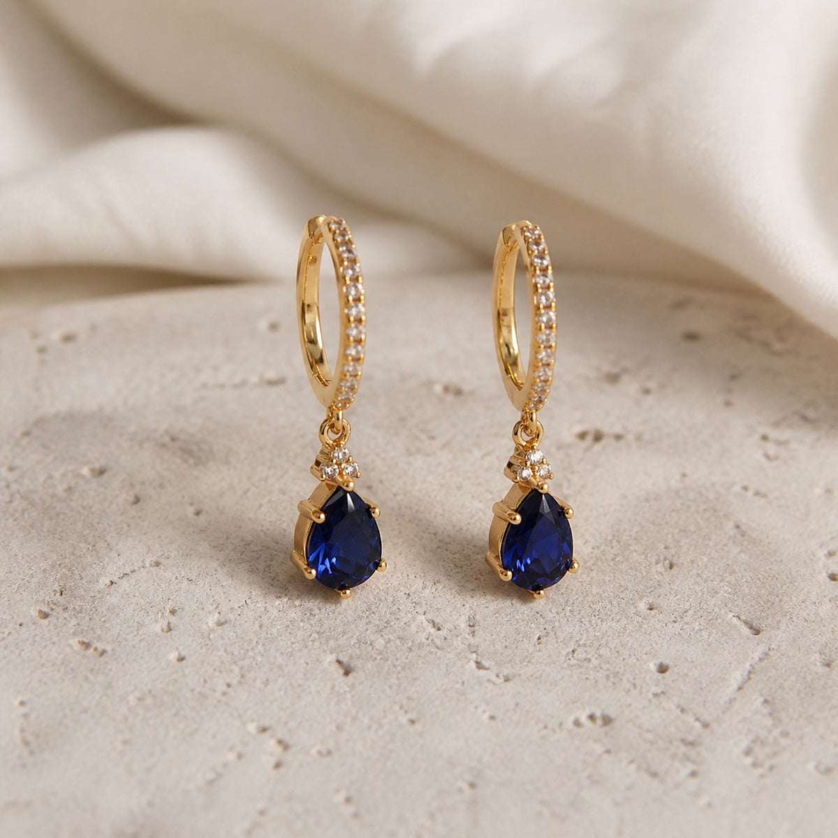 Calista — Sapphire Stone Gold Hoops
