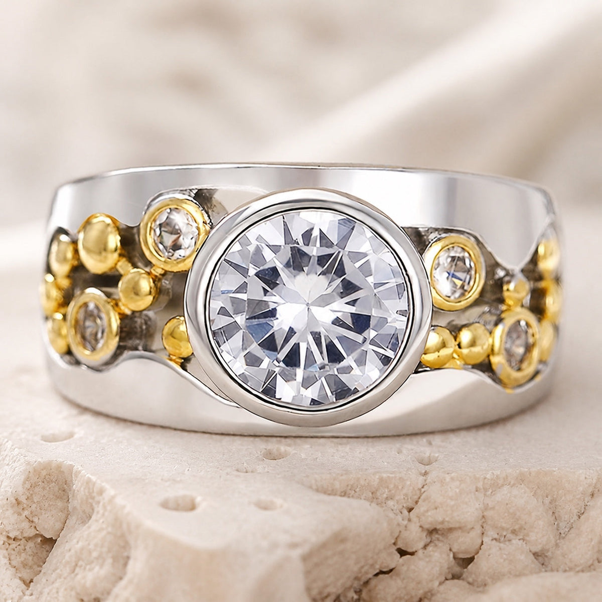 Ione — Golden Two Tone Zirconia Ring