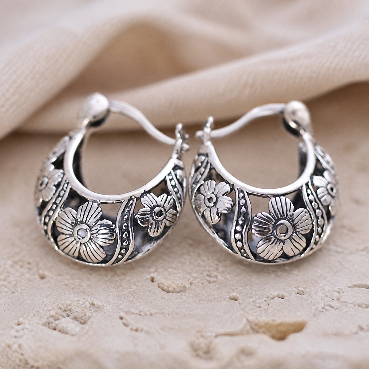 Maple — Unique Flower Hoop Earrings