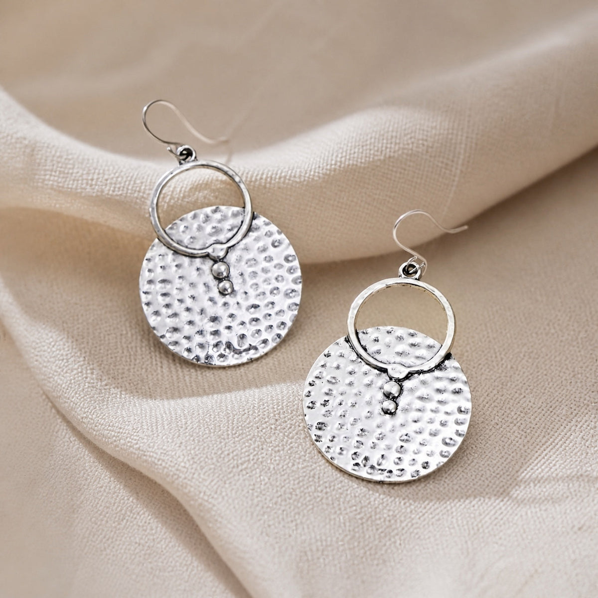 Story — Retro Round Hammered Earrings