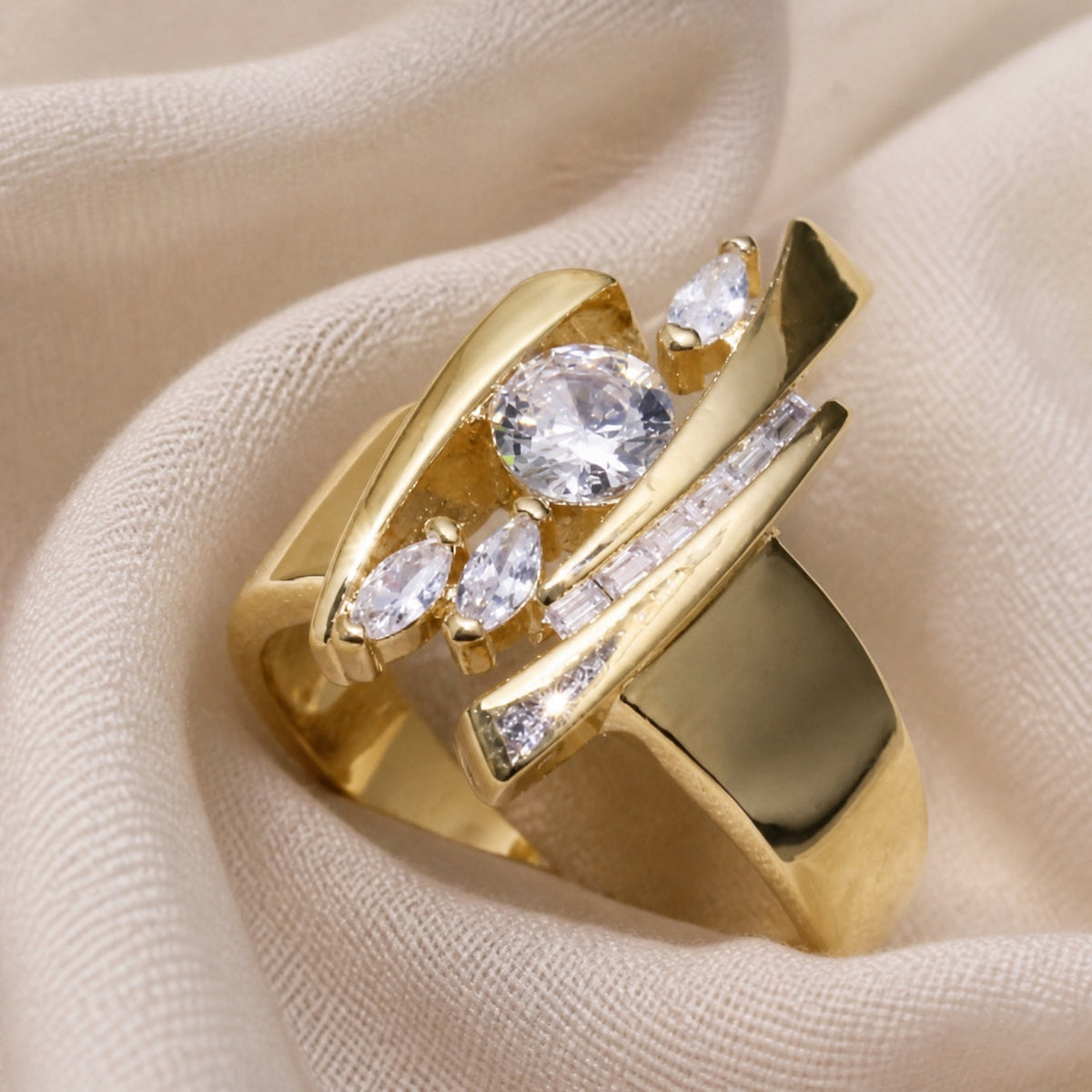 Karen — Vintage Zirconia Golden Ring
