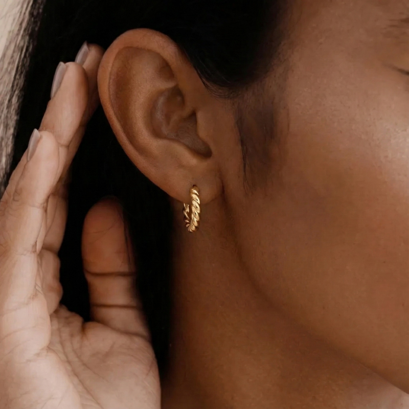Marta — Croissant Twist Hoop Earrings