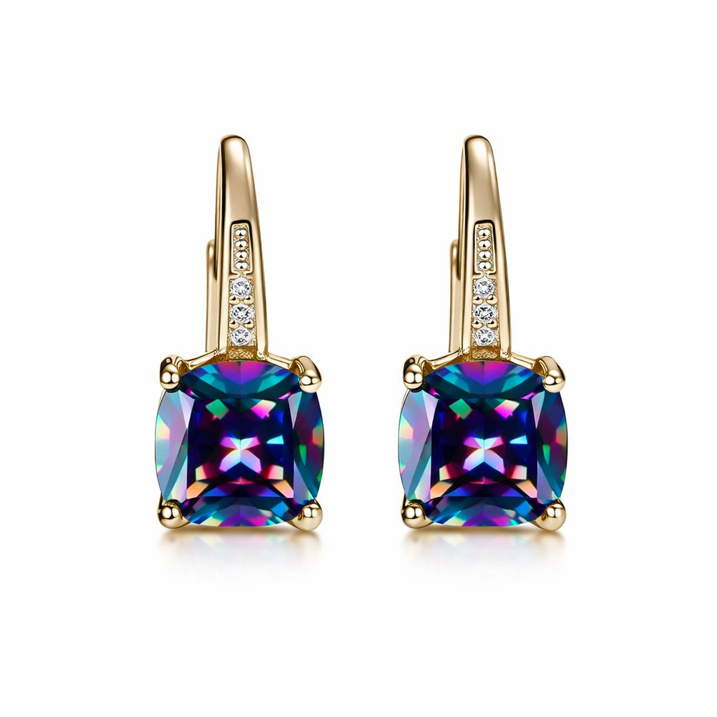 Hoop Earrings with Mystic Stone