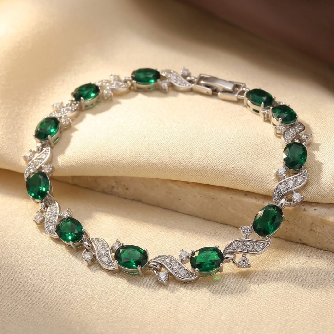 Rose — Vintage Silver Emerald Bracelet