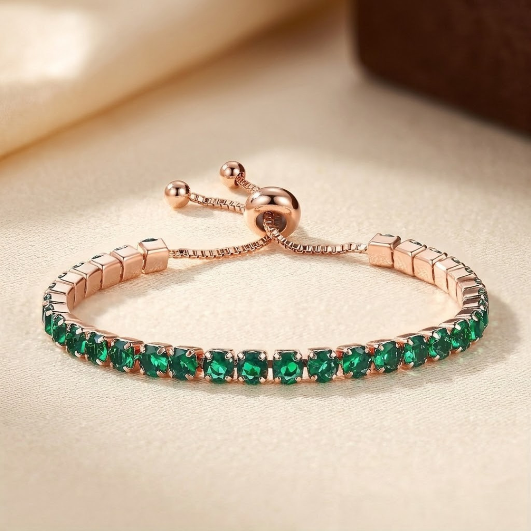 Zelie — Adjustable Gold Emerald Tennis Bracelet
