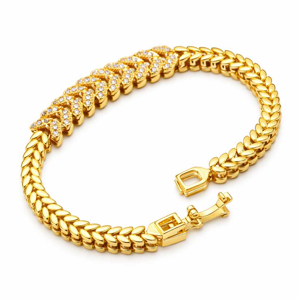Evergreen Leaf Tennis Bracelet | Gold