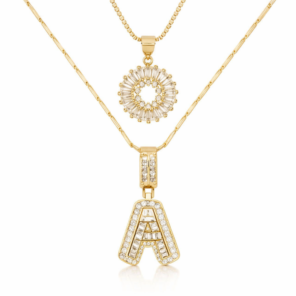Pavé Initial Necklace Set