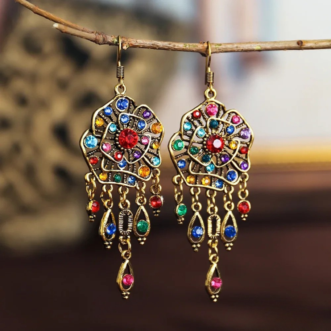Colorful Vintage Mandala Earrings with Elegant Patterns