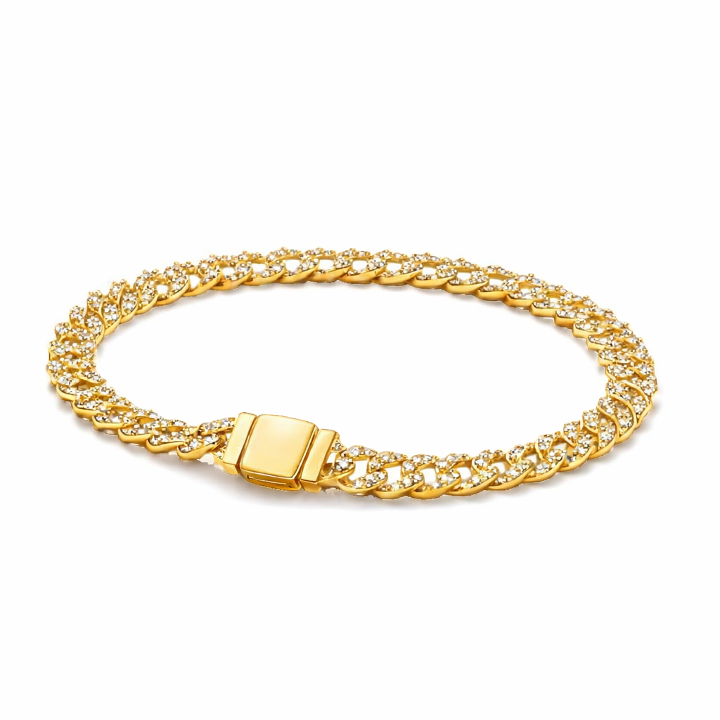 Pavé Cuban Link Bracelet | Gold