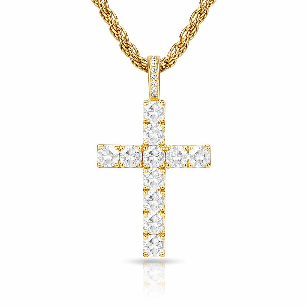 Classic Diamond Cross Necklace | Gold