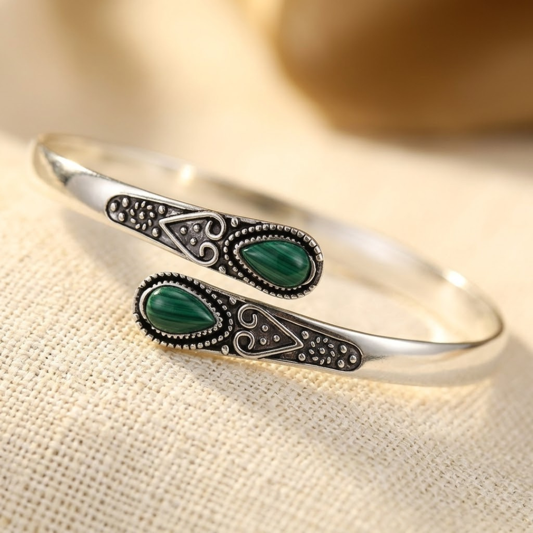 Solene — Vintage Silver Emerald Bracelet