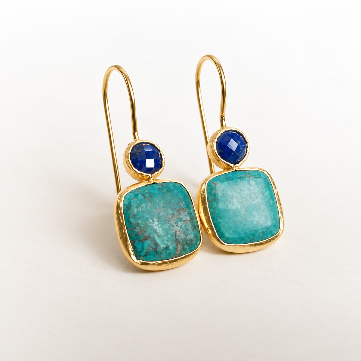 Ottilie — Ornate Turquoise Gold Earrings