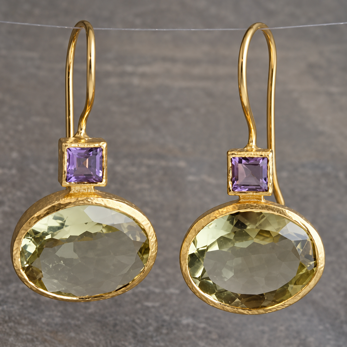 Barbara — Green Crystal Gold Drop Earrings