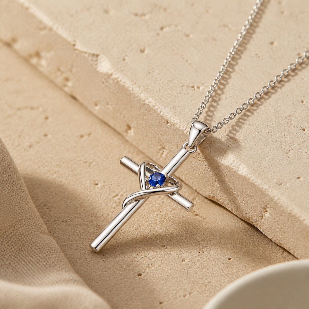 Rowan — Sapphire Cross Necklace